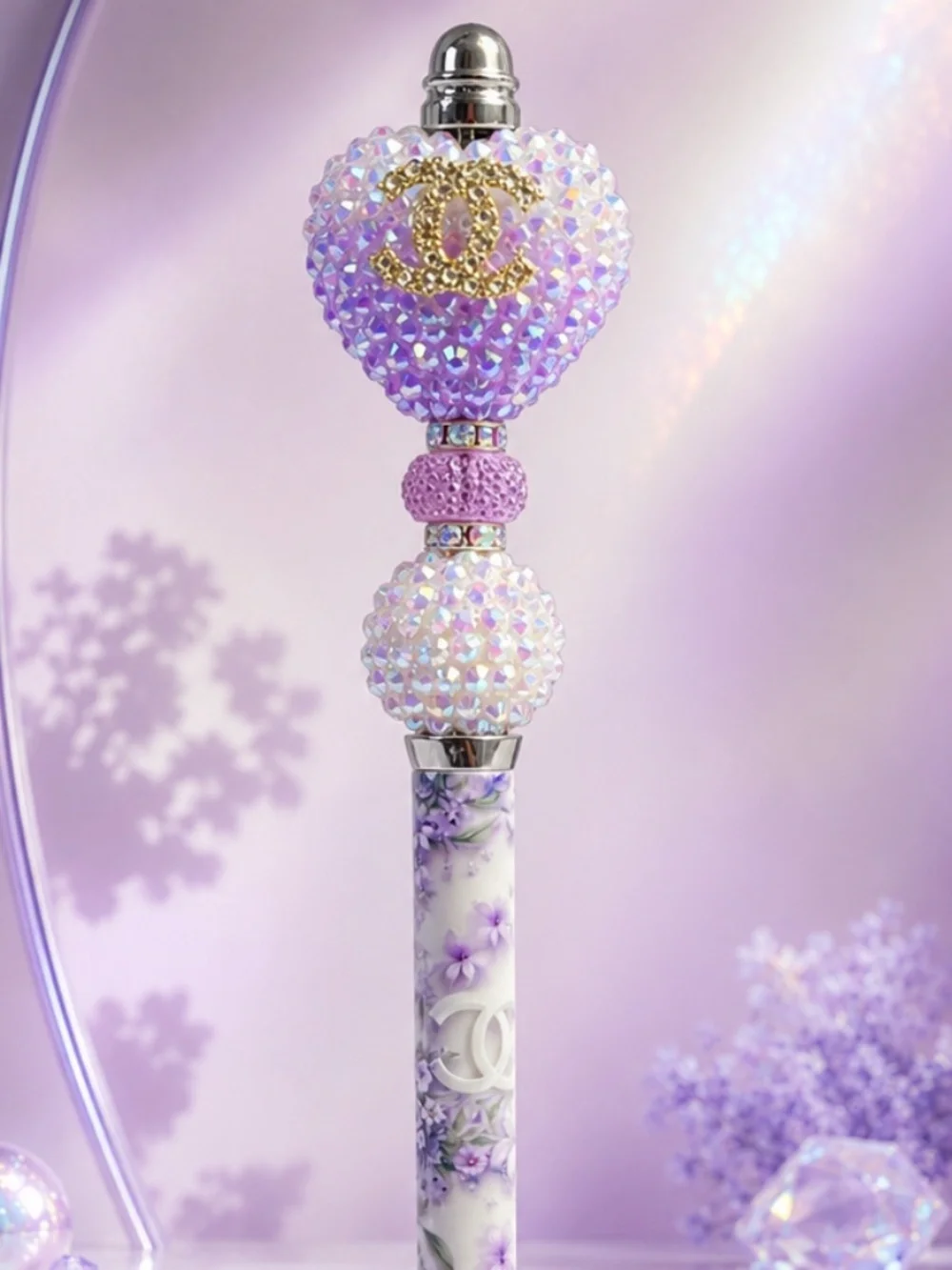 Lavender Blossom Sparkle Beaded Pen